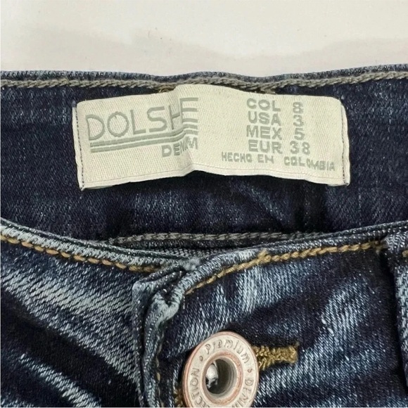 Colombian Jeans High Waisted Button fly Skinny Jeans Dark Wash Stretch Size 3 - Picture 5 of 6